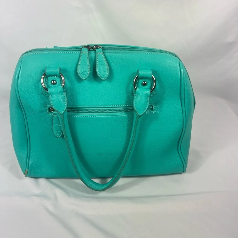Initials Inc Chic Turquoise Satchel with Tassel Accent
